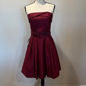 White House Black Market Strapless Burgundy Dress NWT